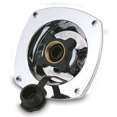 Shurflo Pentair pressure reducing city water entry, wall-mounted chrome, helps stabilize home water pressure.