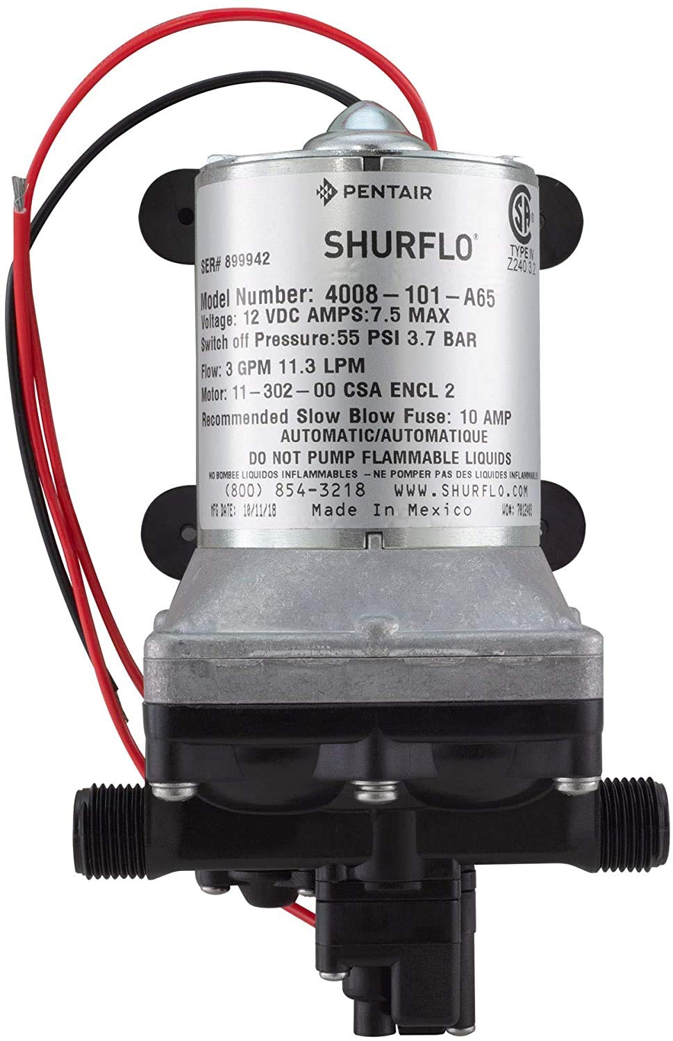 Shurflo Revolution 4008 self priming feature enabling up to six feet lift