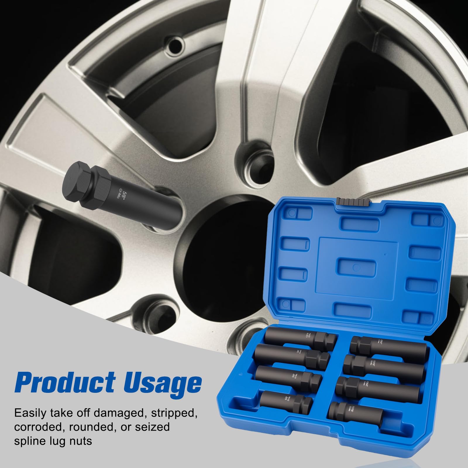 Siapupy 5-spline lug nut key covers common small splines with ease