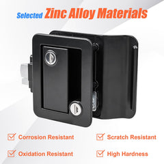 Siasky camper door latch fit size for standard 3.63 x 2.71 inch hole.
