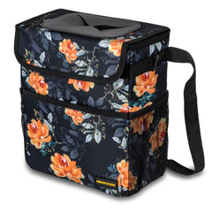 SIBOFUEGO cute car trash can with lid flower pattern for stylish car decor