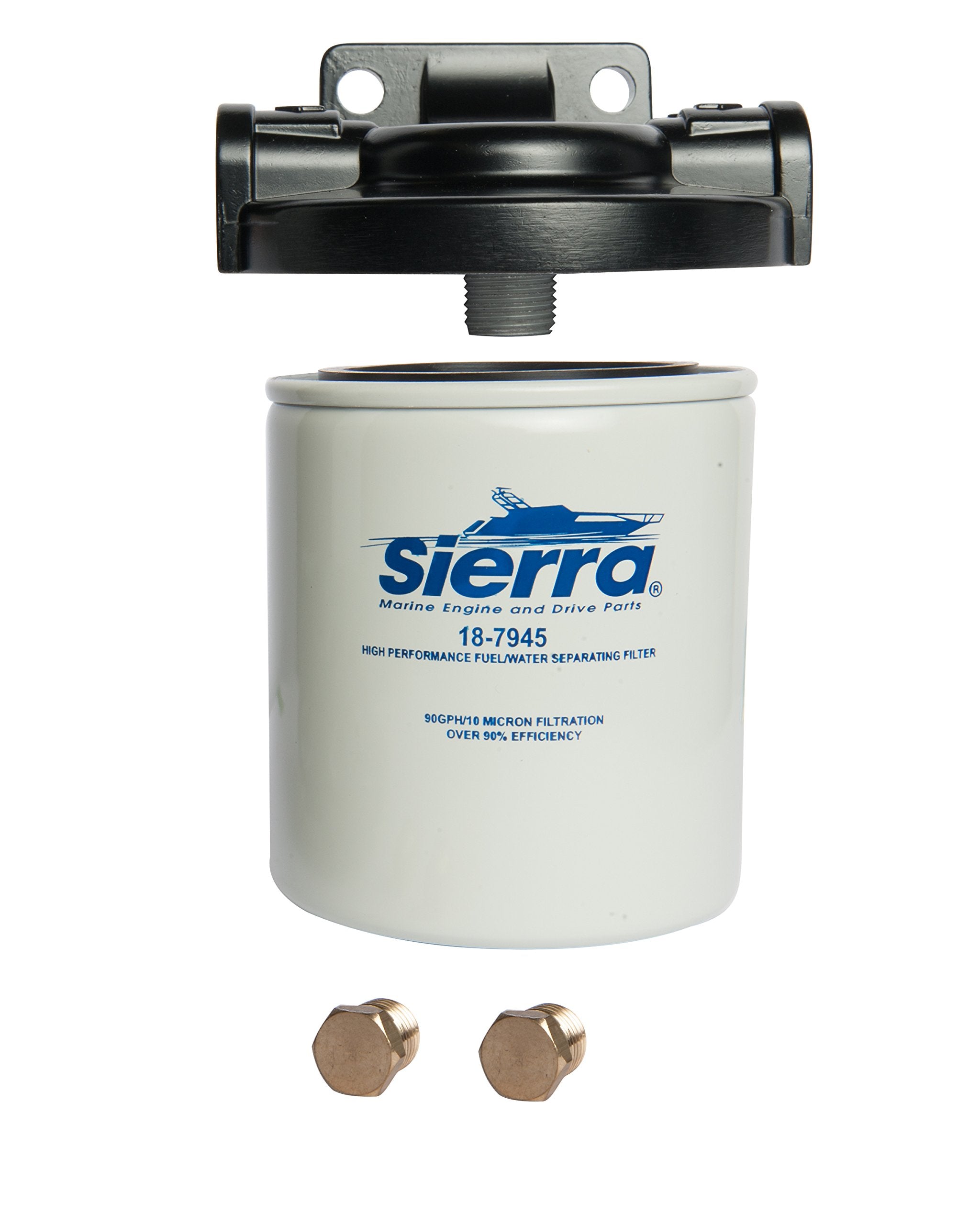 Sierra fuel water separator kit white front view for reliable marine filtration.