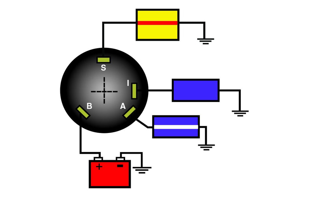 Sierra MP41040 ignition switch terminal area displaying four screw tabs for quick wiring