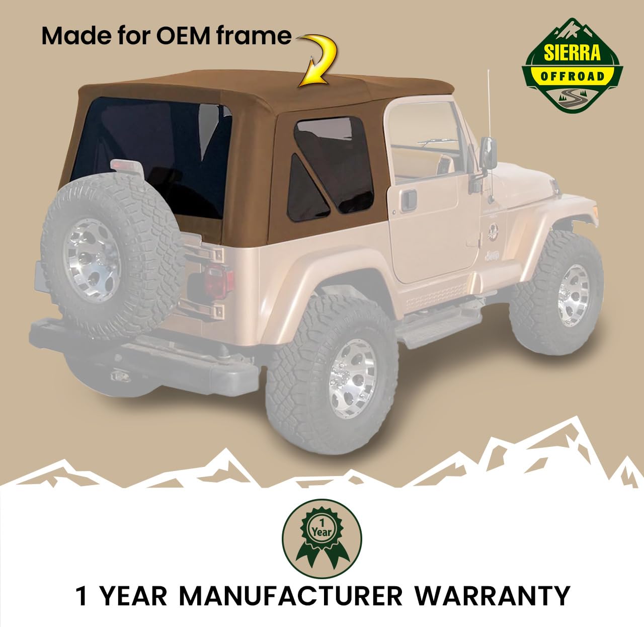 Sierra Offroad soft top assembly view shows easy-fit compatibility