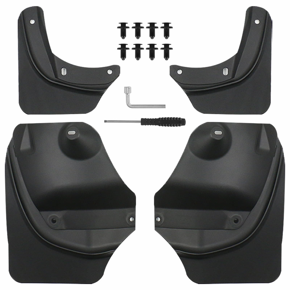 SIGLIN mud flaps for Tesla Model 3, front view, shields paint from spray