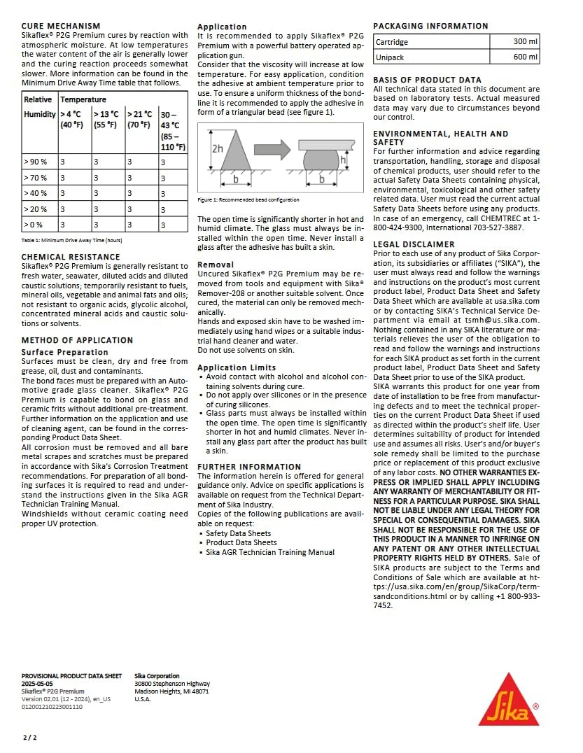 Sika Sikaflex P2G Premium meets FMVSS 212 standards for automotive glazing