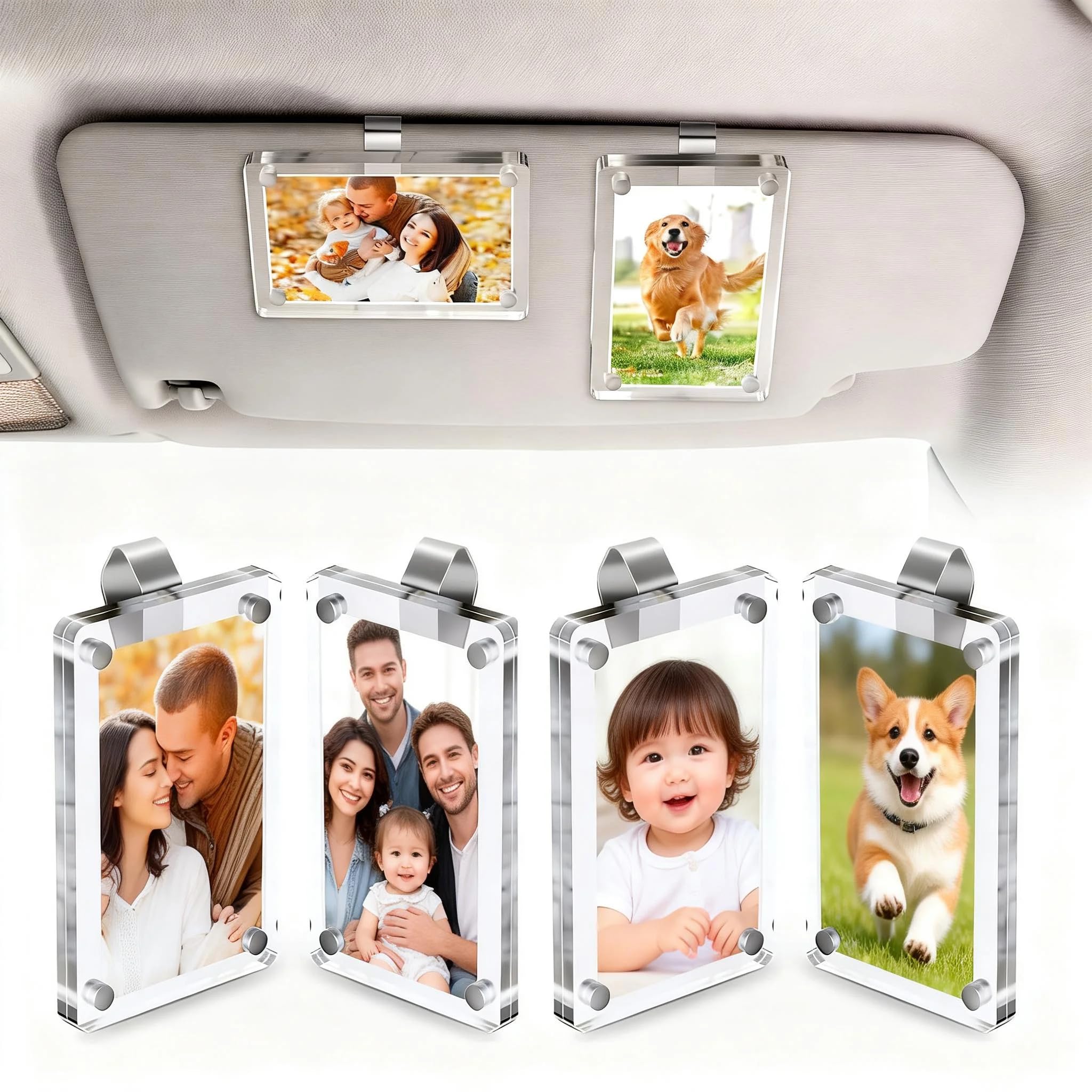 SiLiANK car visor frame on sun visor displaying memories on the go