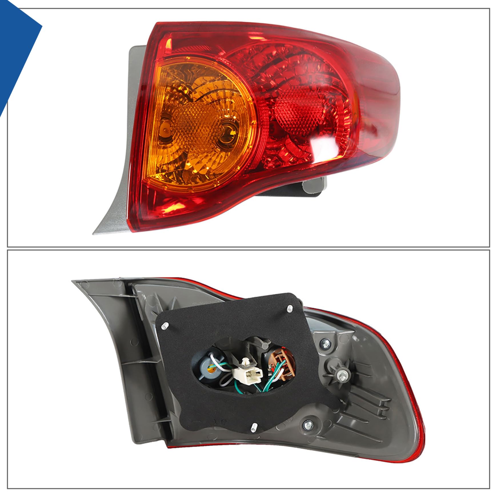 Silscvtt outer rear tail light for Toyota Corolla 2009-2010 with red lens supports weather-ready visibility.