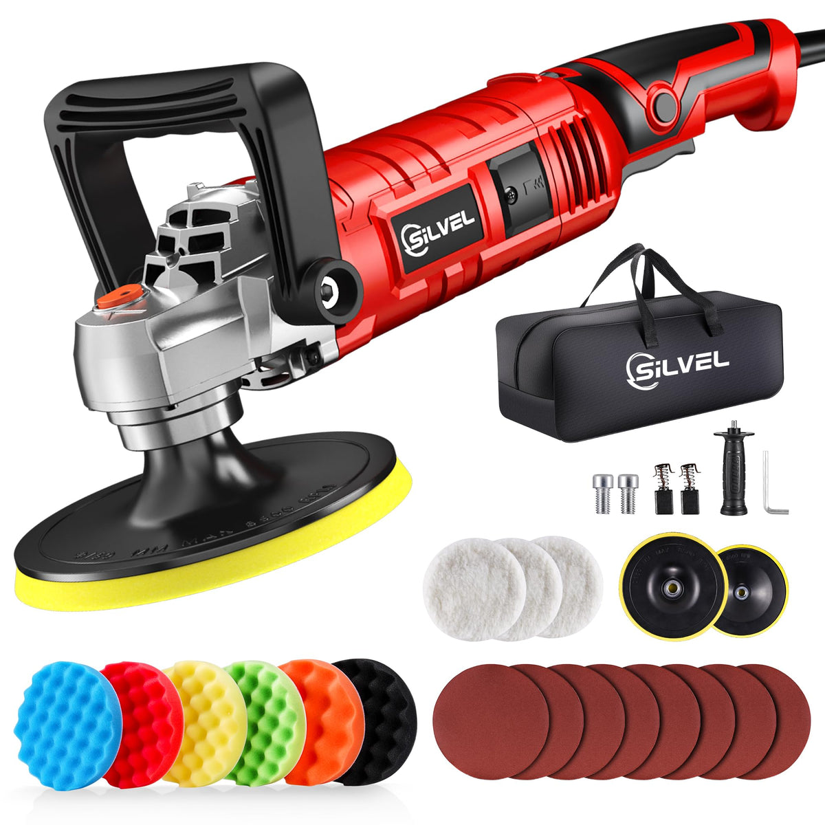 SILVEL Buffer Polisher with 1600W motor for powerful car polishing.
