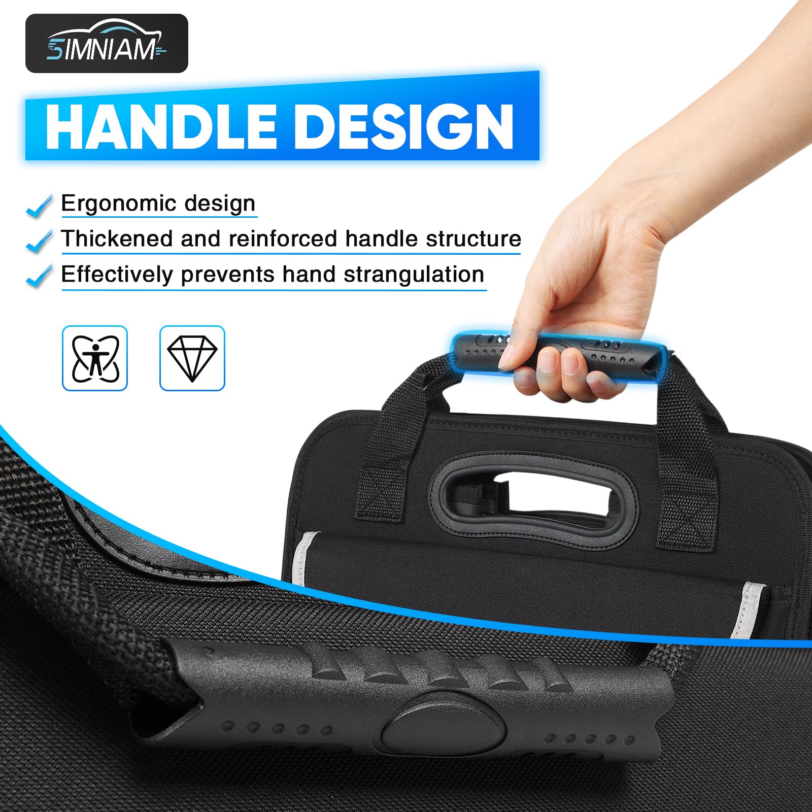 Simniam trunk organizer uses durable 600D polyester for dirt resistance and wear