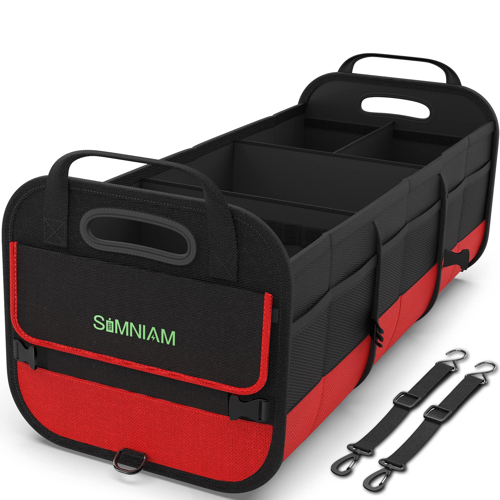 Simniam trunk organizer foldable 4-compartments red keeps cargo tidy and accessible