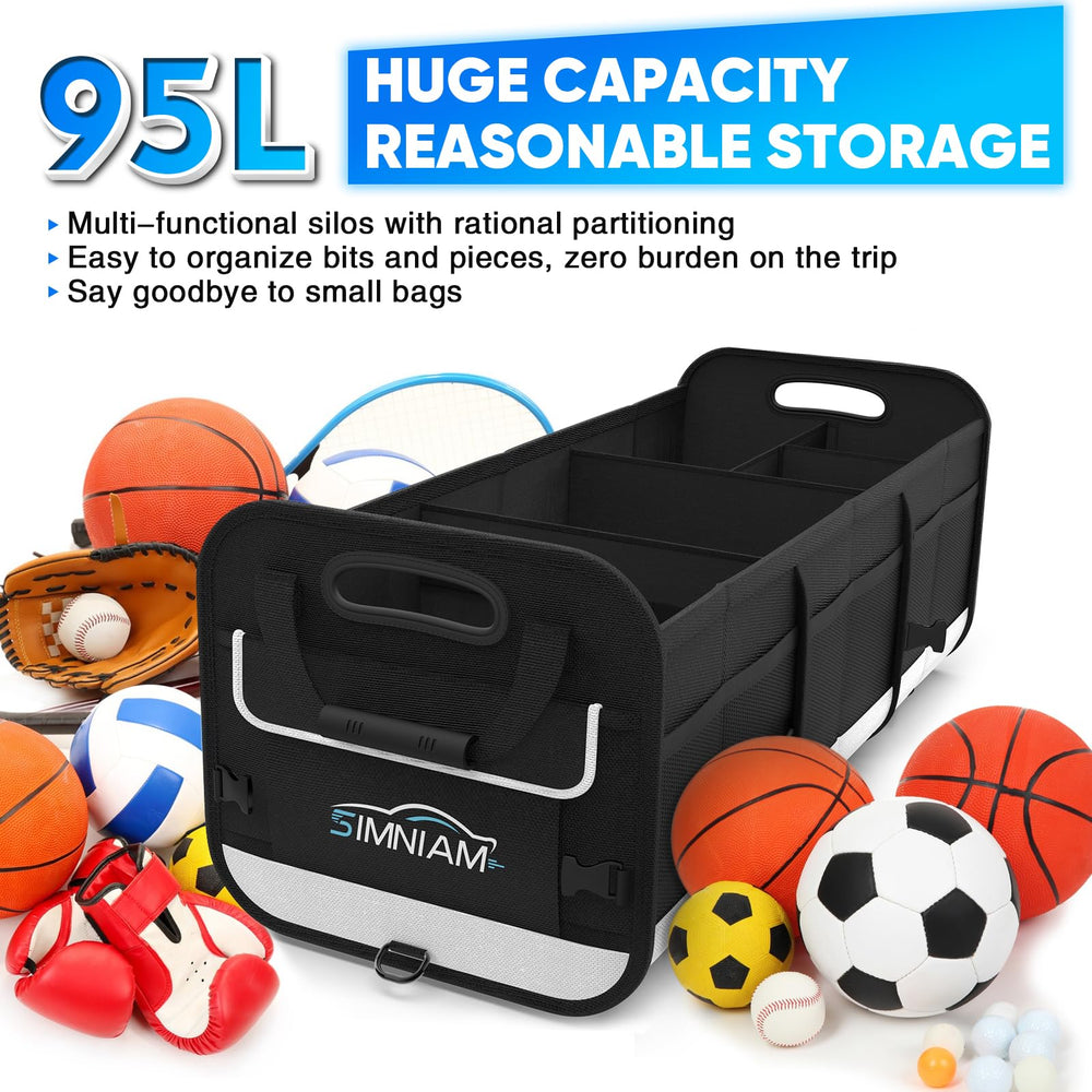Simniam trunk organizer with non-slip bottom prevents sliding on rough roads