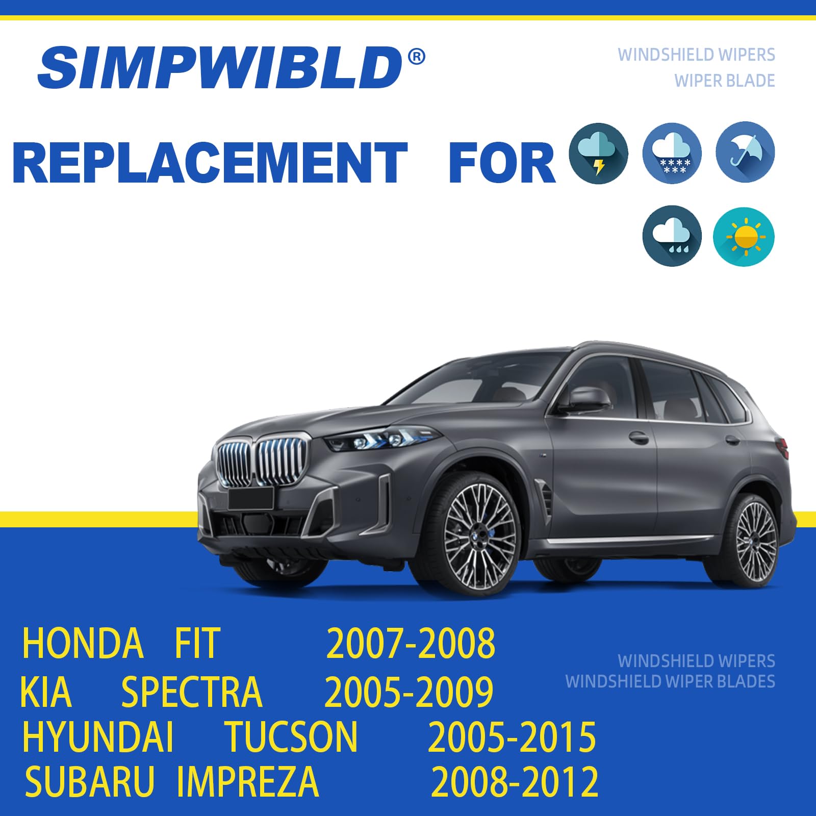 SIMPWIBLD Honda Fit 16-inch front wiper blade for clean passenger-side swipes.