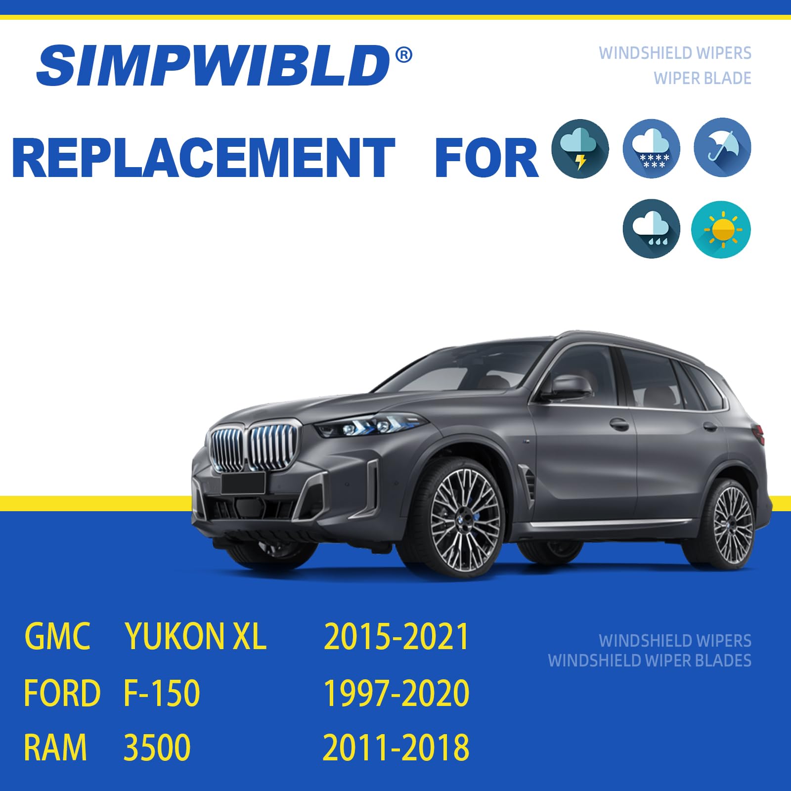 SIMPWIBLD Ford Expedition passenger-side 22in blade for streak-free wipe