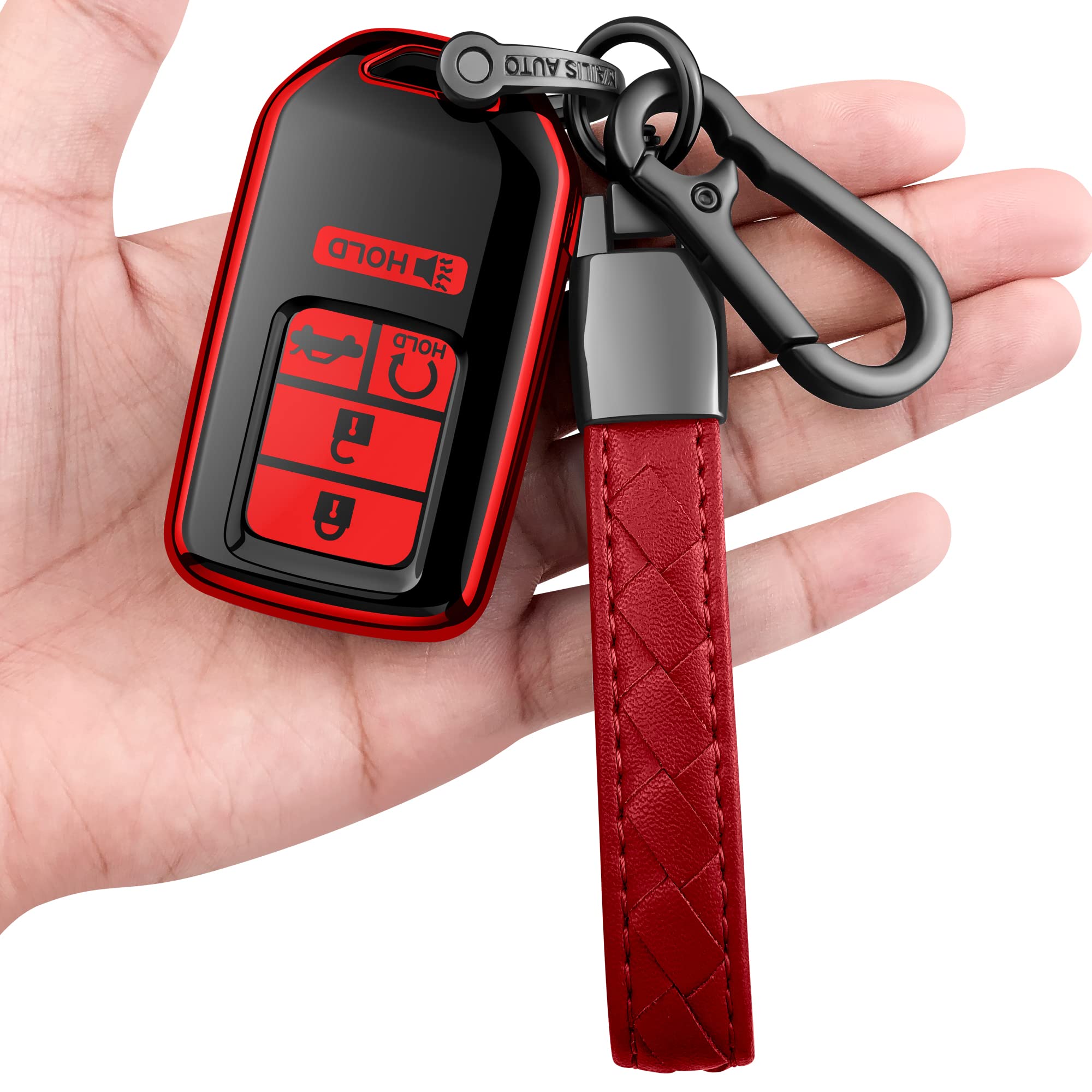 Sindeda Honda key fob cover in red with soft TPU protects against scratches.