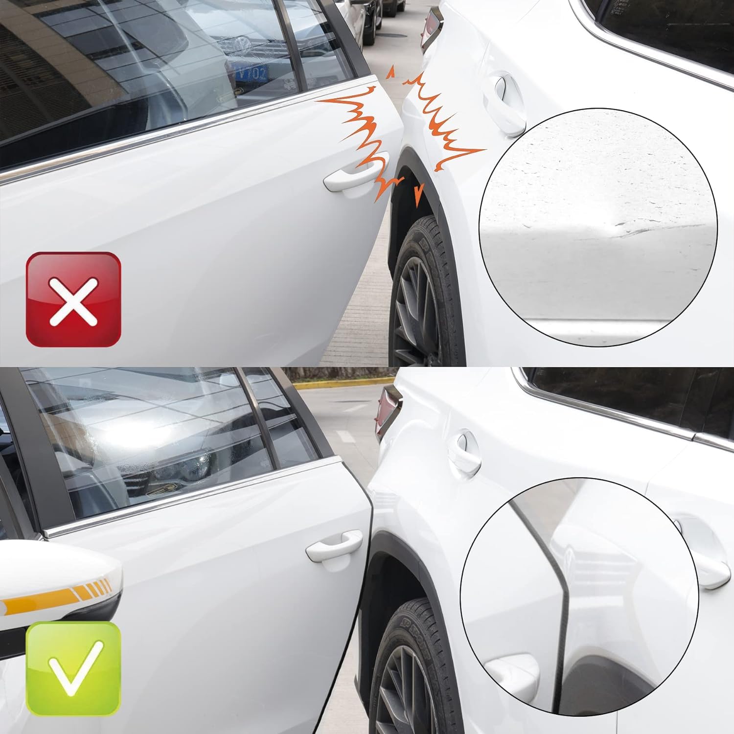 Four-door fit demonstrated on a vehicle for full protection.