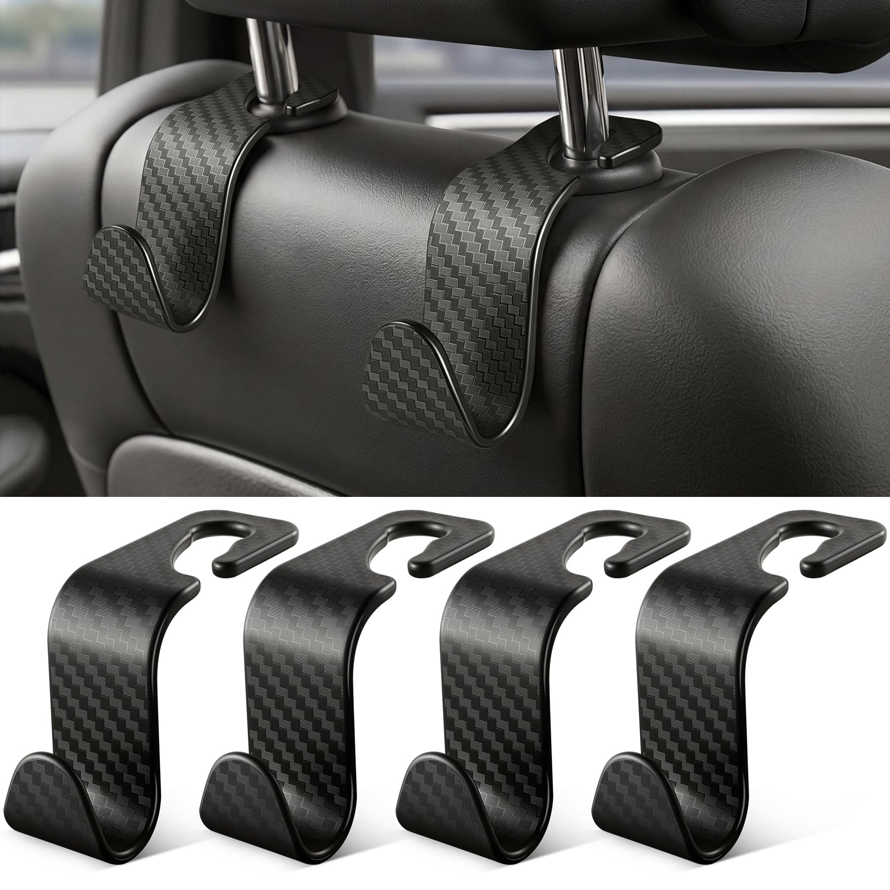 SINGARO front view hooks mounted on headrest keeping car organized