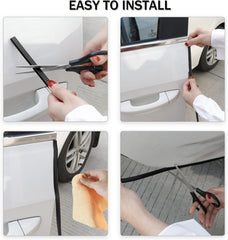 Installation process showing clamp and hammer securing the guard.