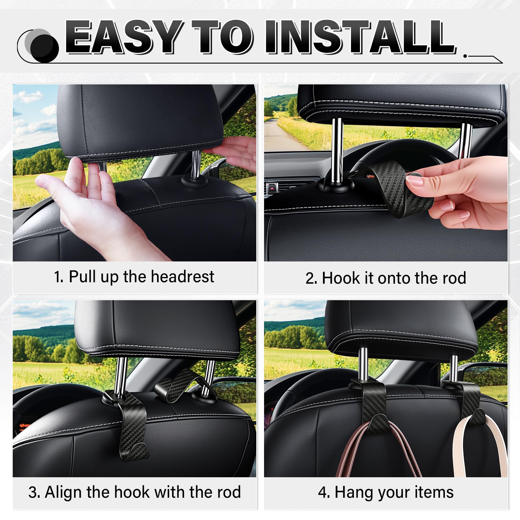 SINGARO packaging with four hooks displayed for easy installation