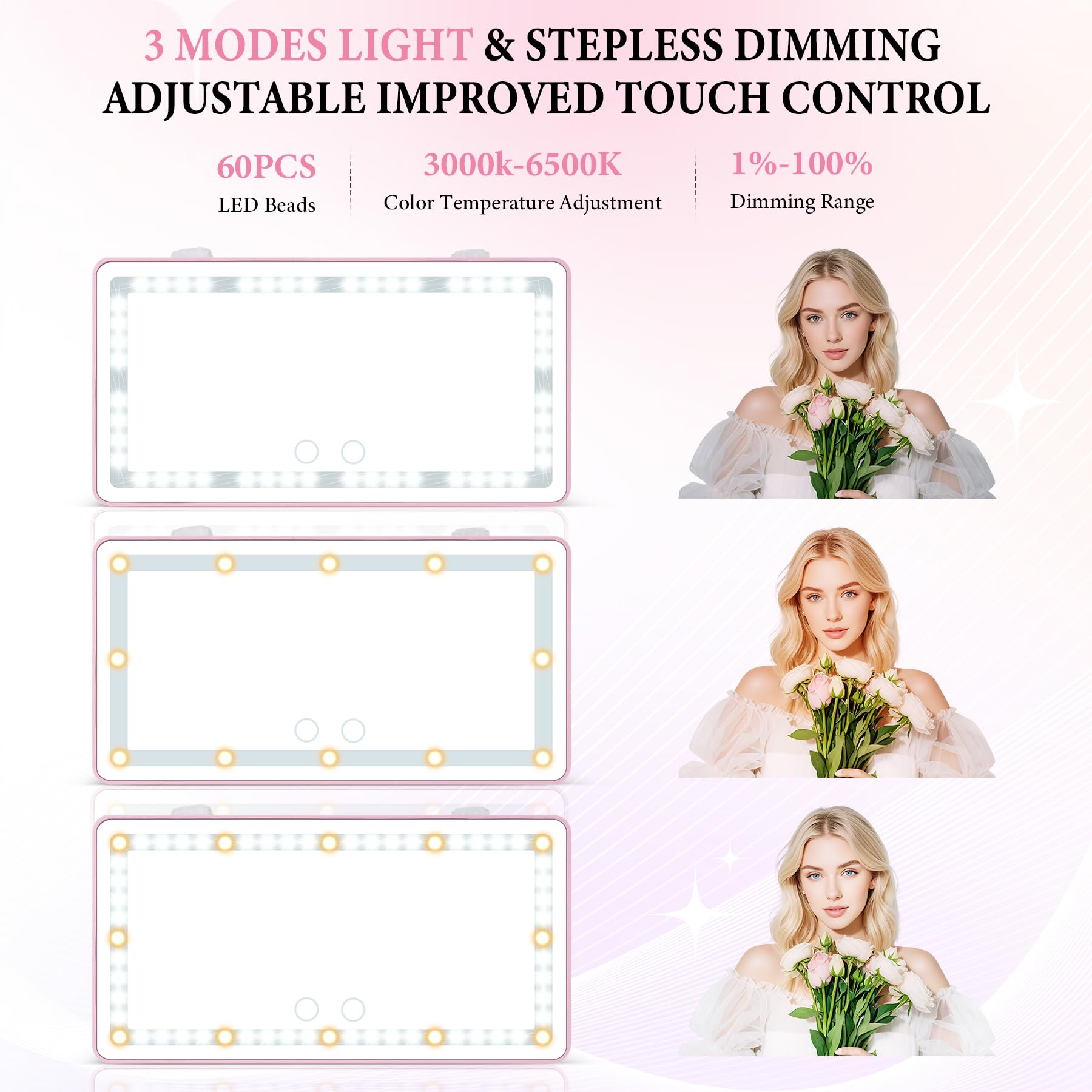 SINGARO rechargeable makeup mirror with LED lights for car makeup