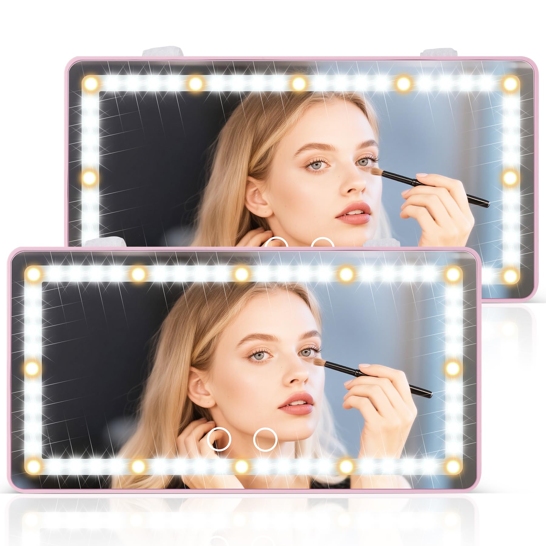 SINGARO two-pack car visor mirrors in pink for on-the-go makeup
