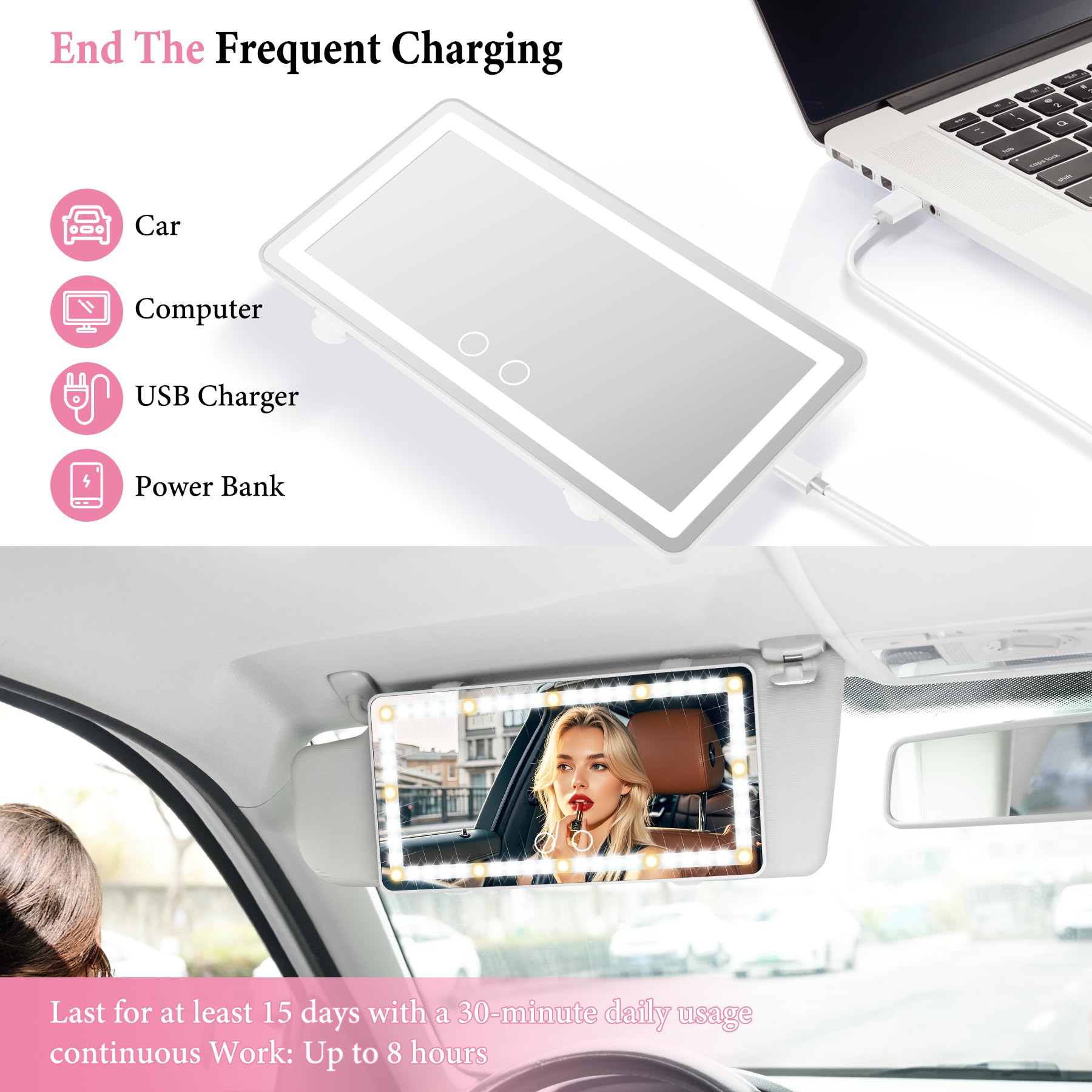 SINGARO USB charging and 6m cable extend reach in car.
