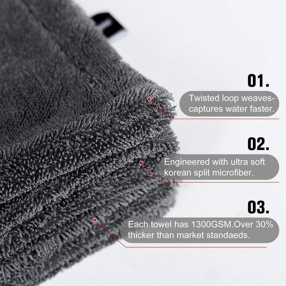 Large 24x36 towel drying a vehicle surface in gray