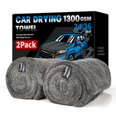 Singrune XL car drying towel, 24x36, two-pack, gray, for fast exterior drying