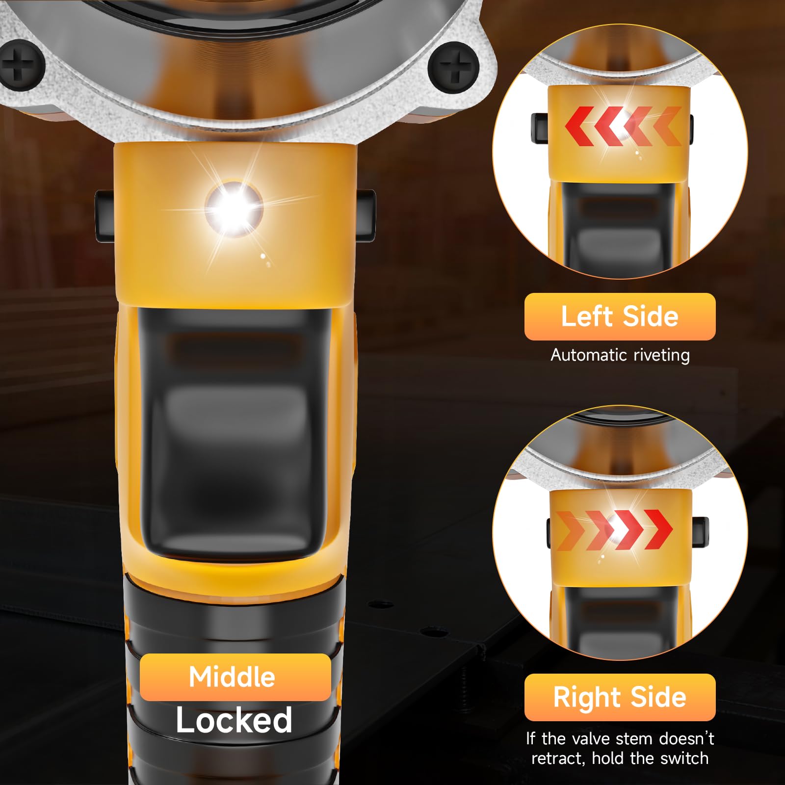 SINGTIP rivet gun features one-touch auto cycle for efficient riveting