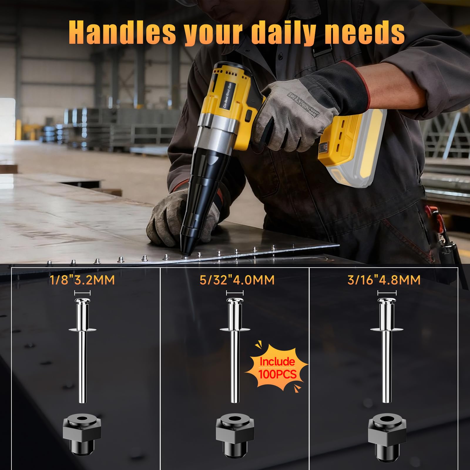SINGTIP cordless rivet gun ergonomic handle reduces fatigue