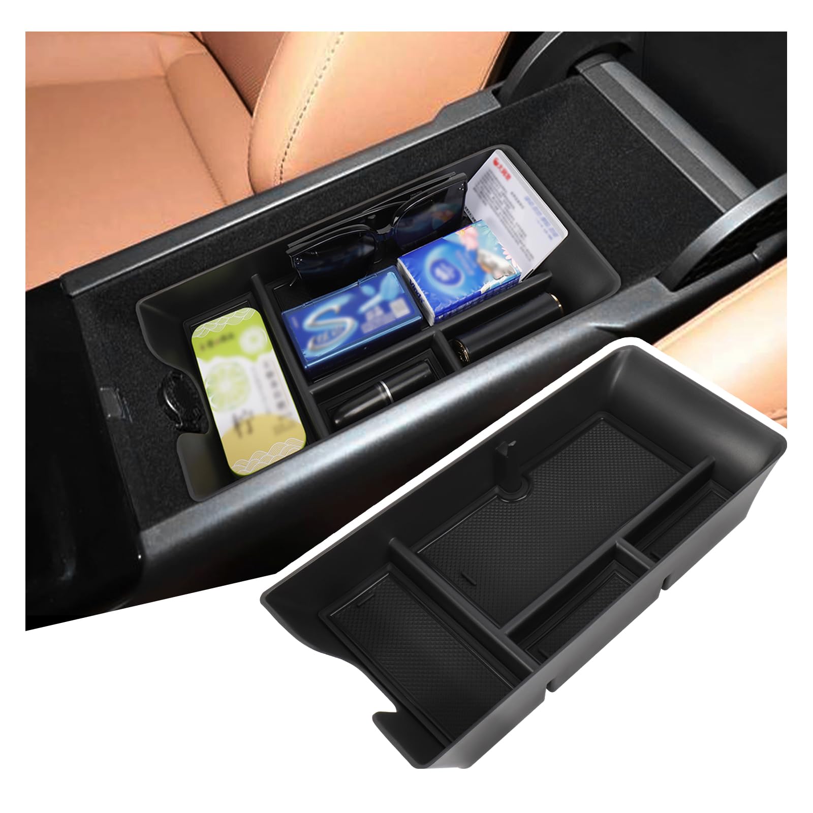 Sinminou center console organizer for Camry front view keeps essentials organized.