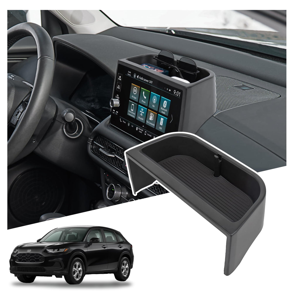 Sinminou center-console organizer dashboard tray complements Honda HR-V interior and keeps essentials neatly within reach.