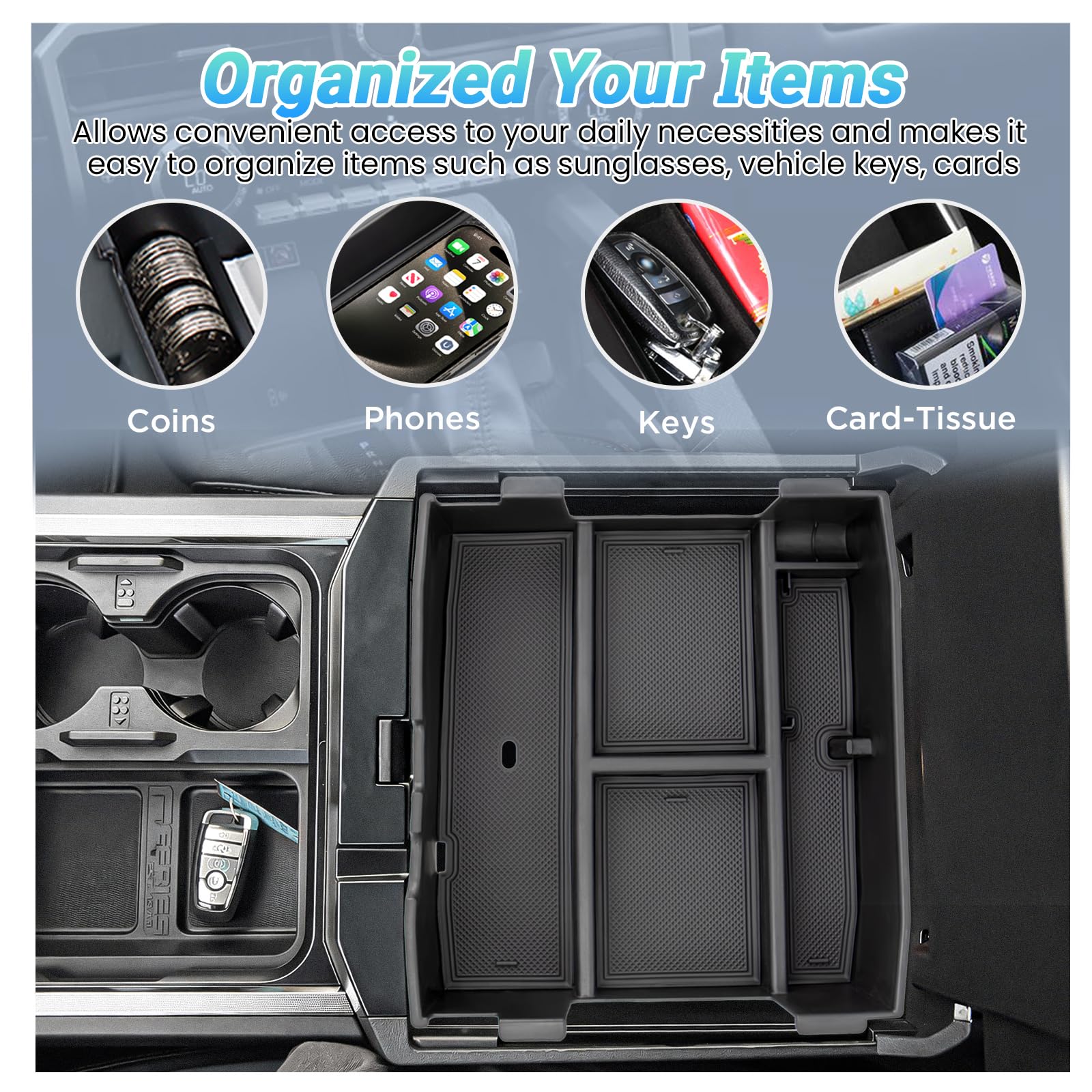 Sinminou center console organizer is easy to wipe and maintain for a clean cabin.
