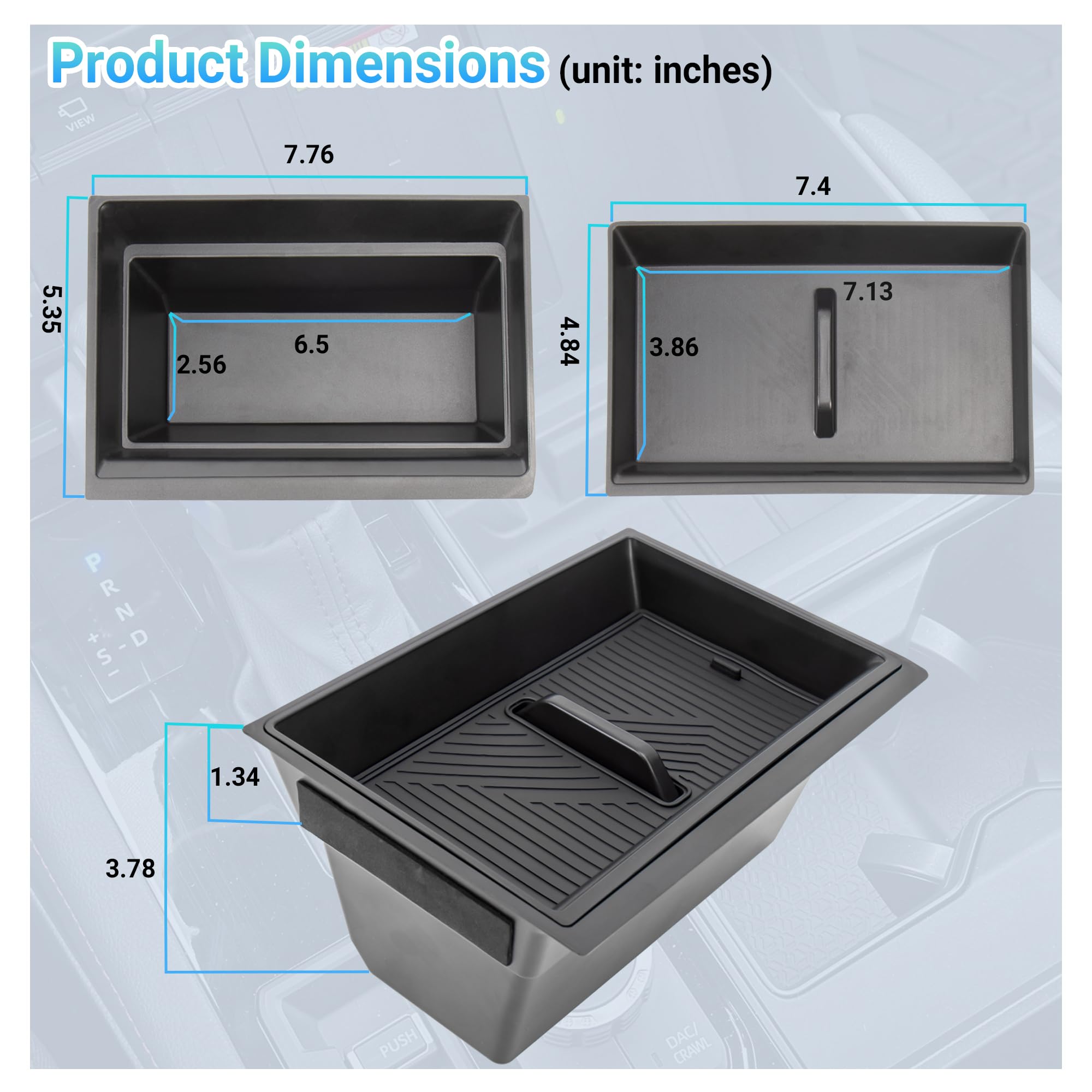 Sinminou center console organizer fits without blocking wireless charging
