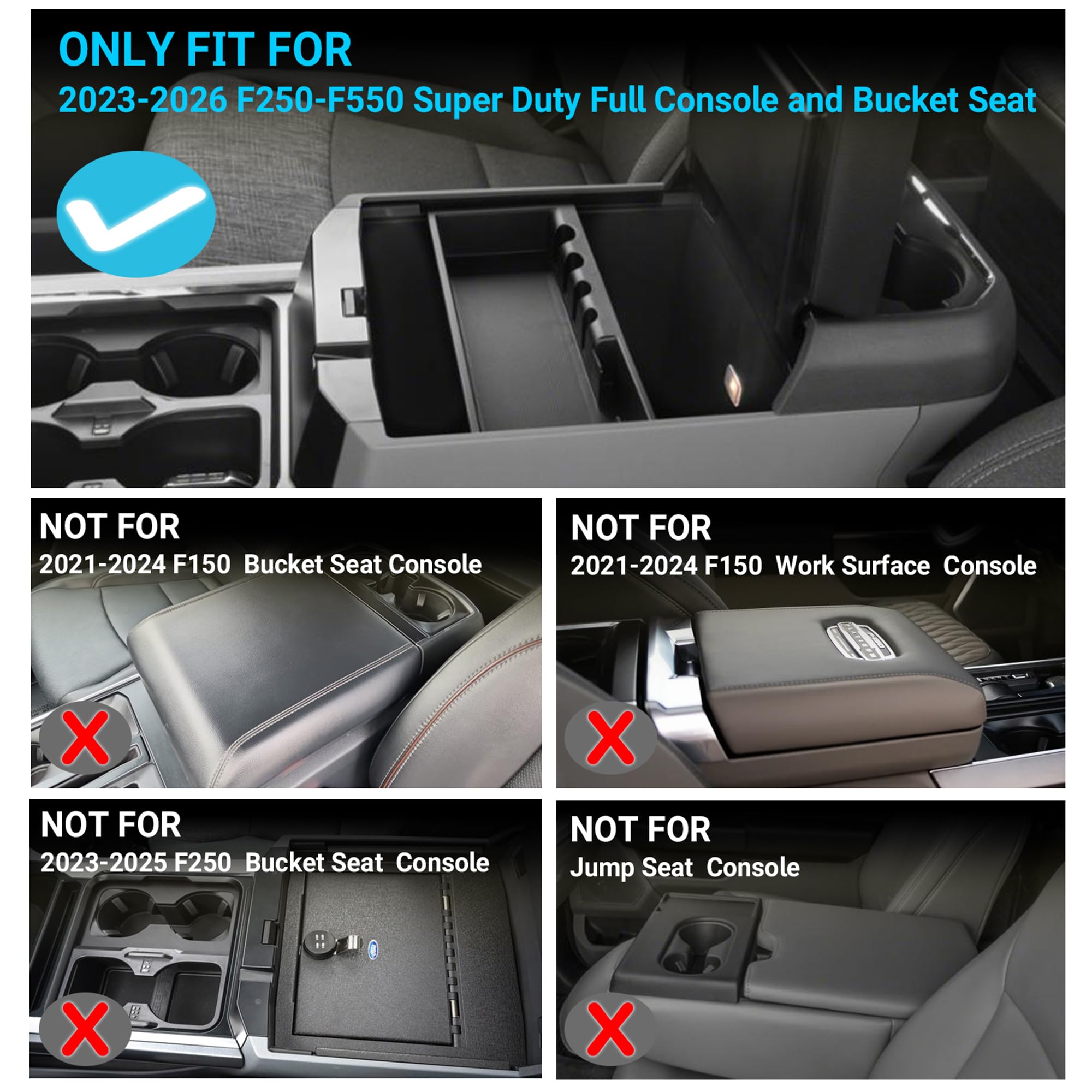 Sinminou premium ABS center console organizer with matte finish protects surfaces.