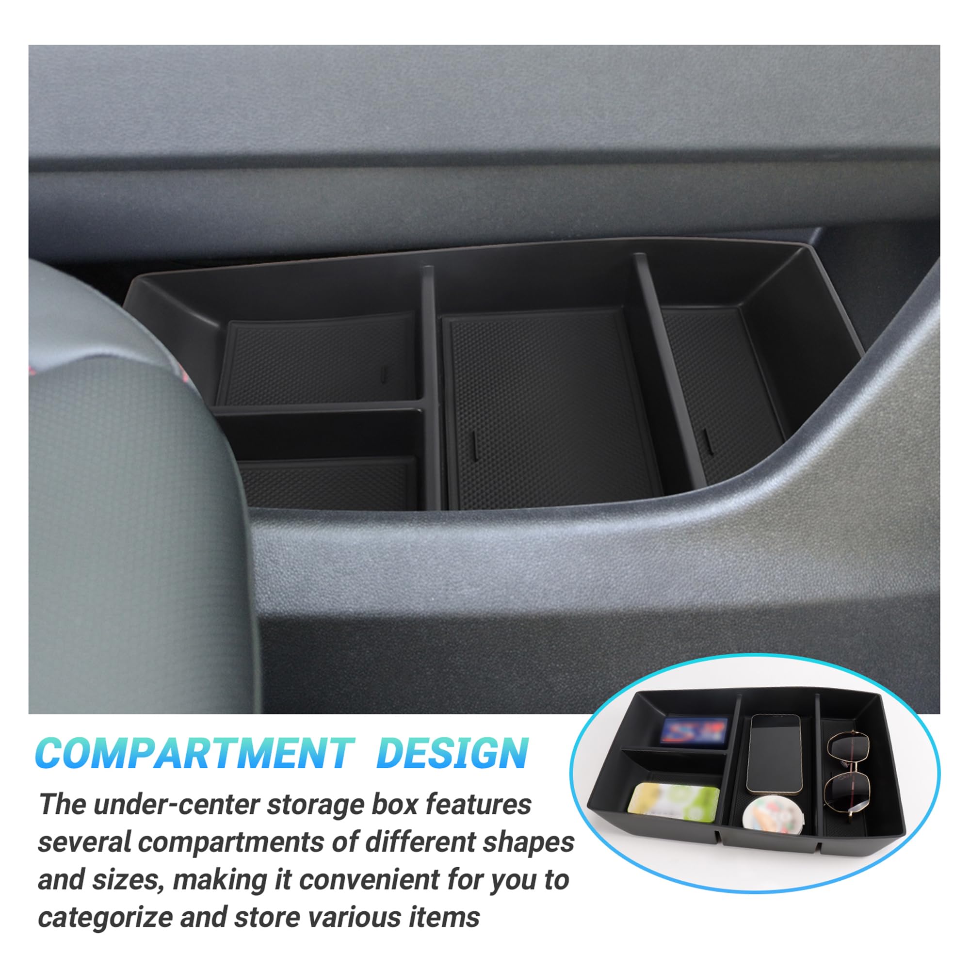 Sinminou center console organizer sponge pads on the sides boost friction and stability.