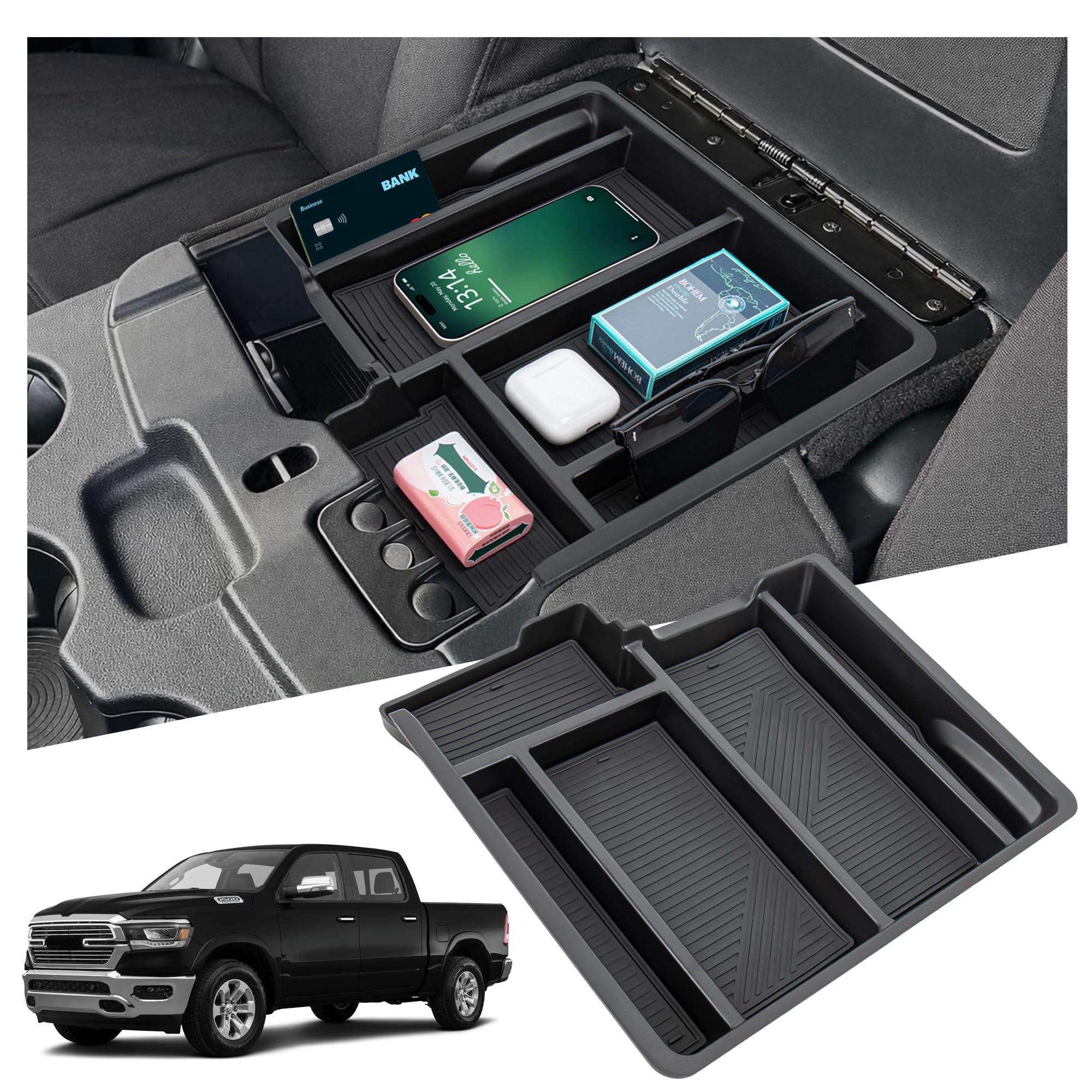 Sinminou center console organizer top view demonstrates tidy, easily accessible storage for essentials.
