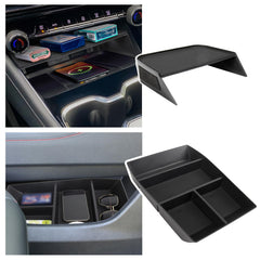 Sinminou center console organizer Traverse top tray keeps essentials within reach.