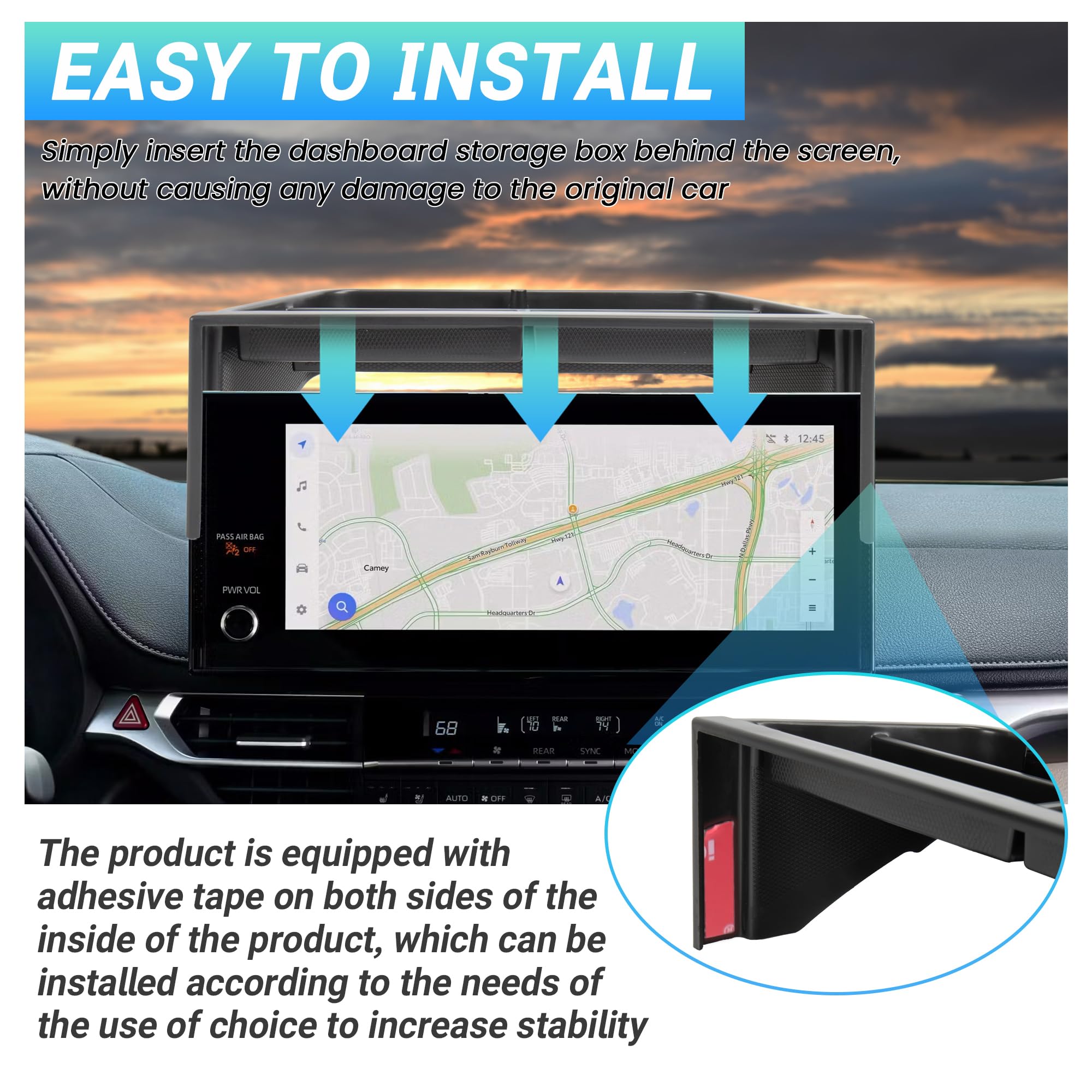 Sinminou tray holds cards, napkins, and small items within easy reach.
