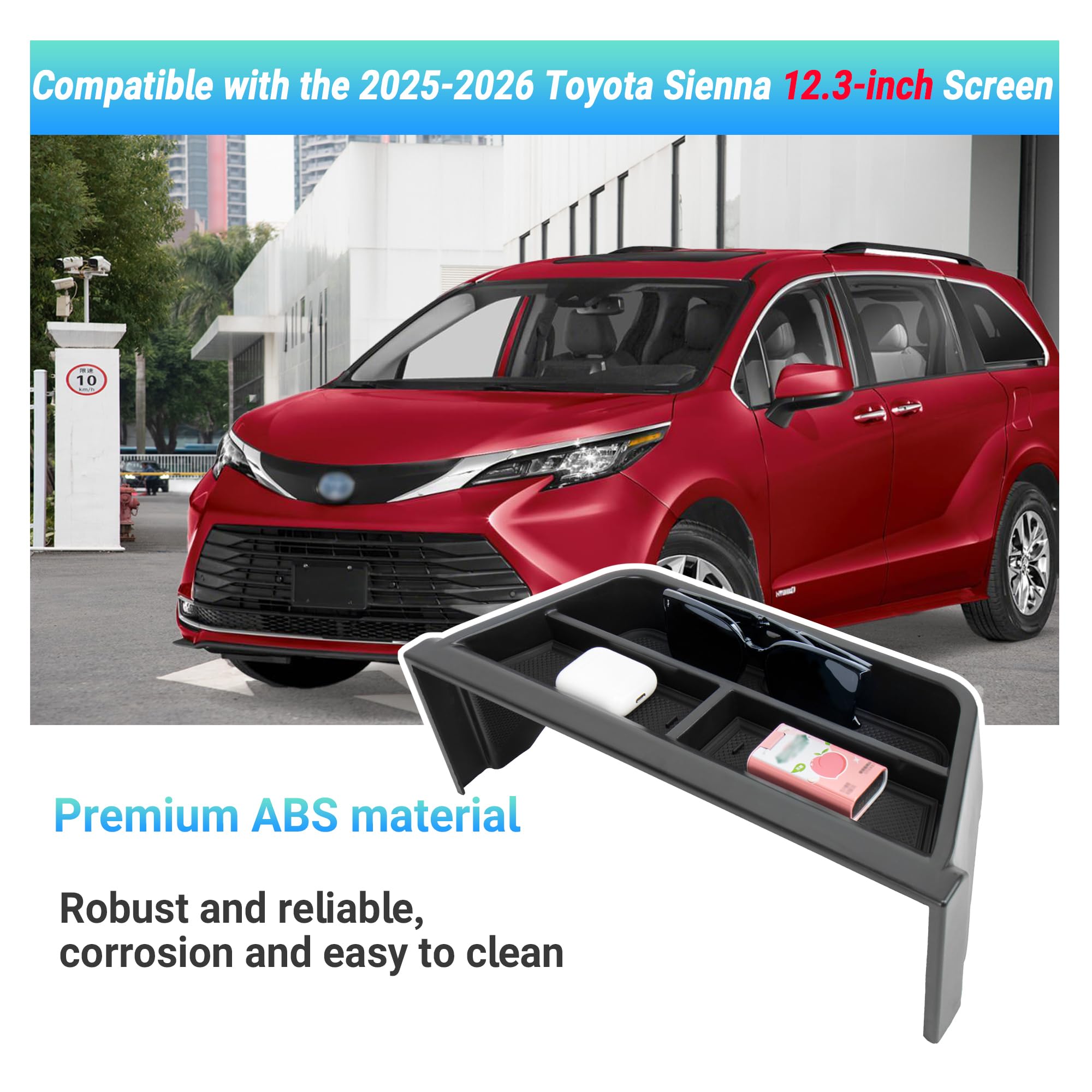 Sinminou dashboard storage tray with matte ABS finish reduces clutter.