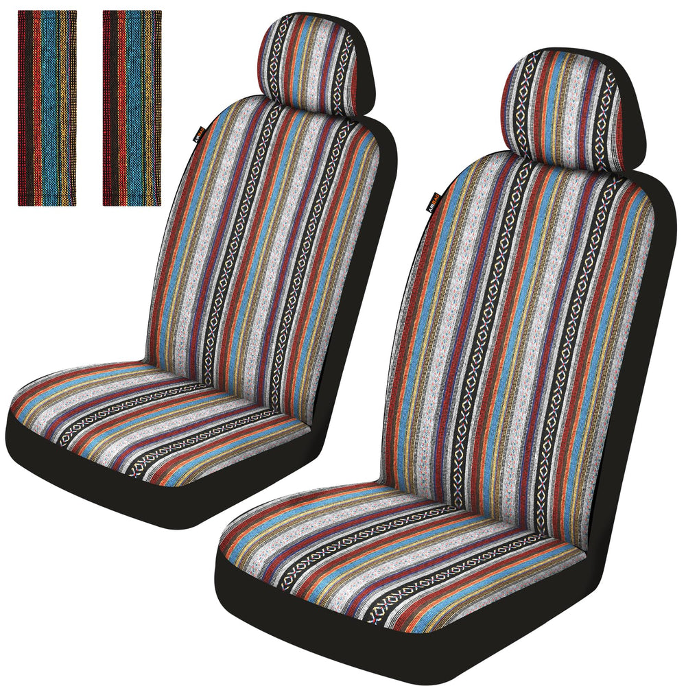 Sino Salected Baja saddle blanket front seat cover in red enhances cabin style and protection.