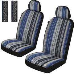 Sino Salected Baja saddle blanket front set blue pattern and protects seats.