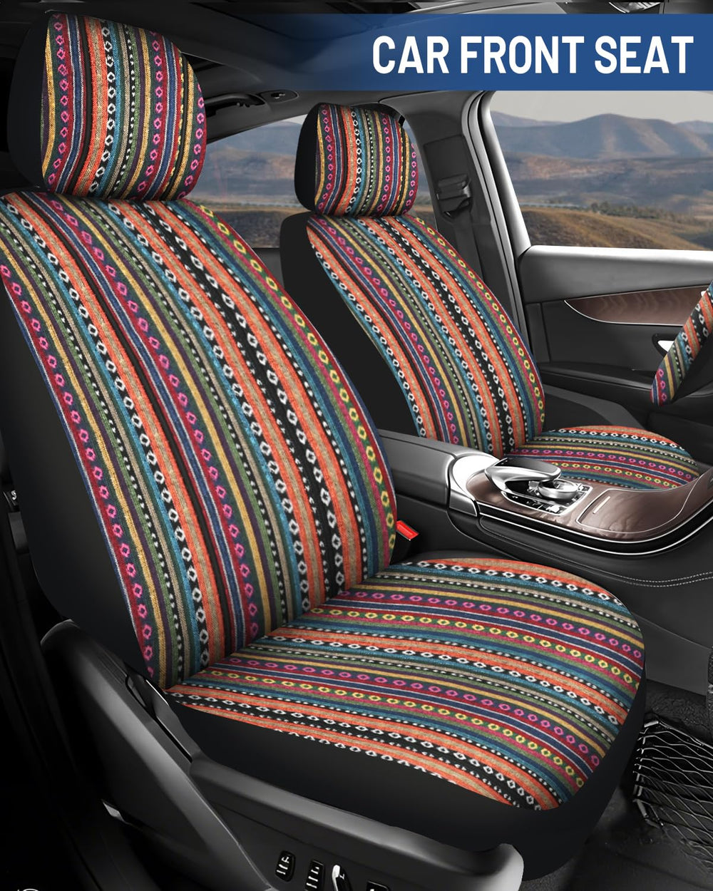 Sino Salected Baja saddle blanket headrest cover adds color and protection