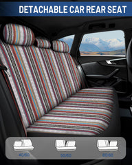 Sino Salected striped woven seat cover close-up boosts interior durability and washability.