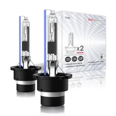 Sinoparcel D2R xenon headlight bulbs in packaging show easy fitment and replacement