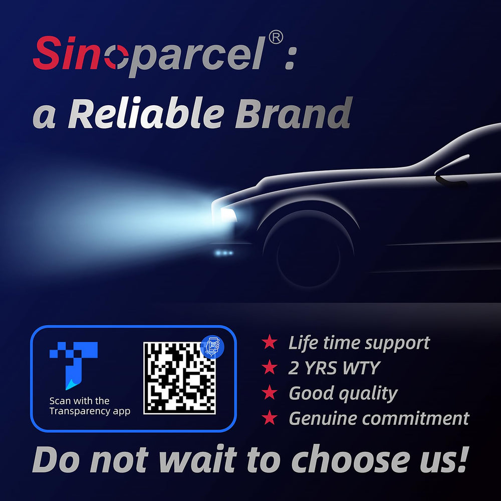 Packaging for Sinoparcel D5S HID bulb including lifetime support information.