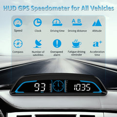 SinoTrack GPS speedometer HUD provides real-time MPH data on a large screen.