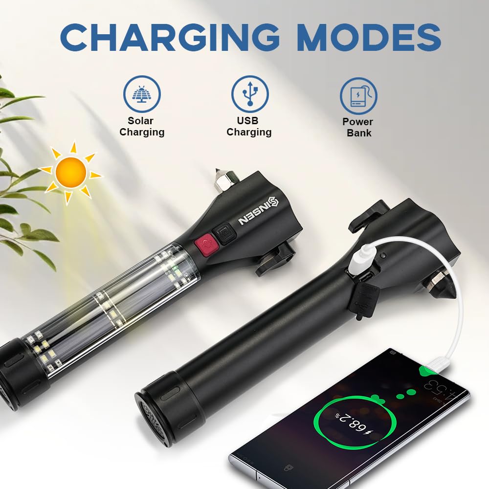 SINSEN USB charging and solar power bank for devices.