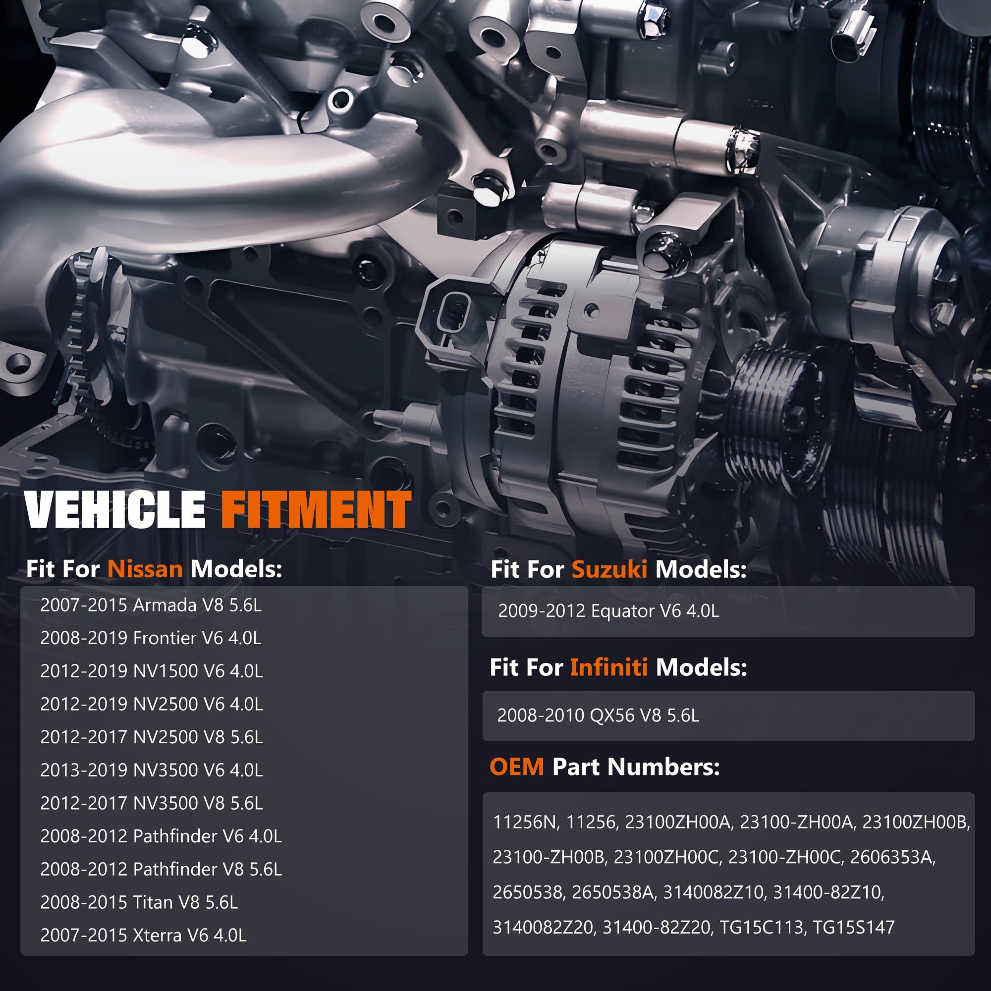 SINTLY alternator for Nissan Frontier — engine bay view highlights fit and installation readiness