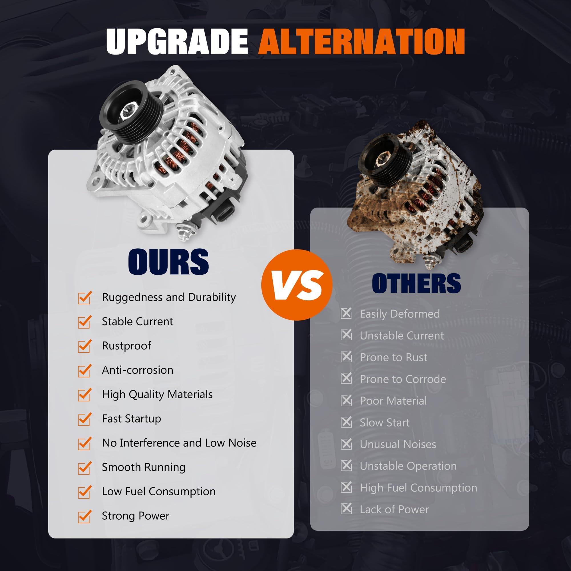 SINTLY alternator for Nissan Xterra — engine bay view confirms 4.0L compatibility